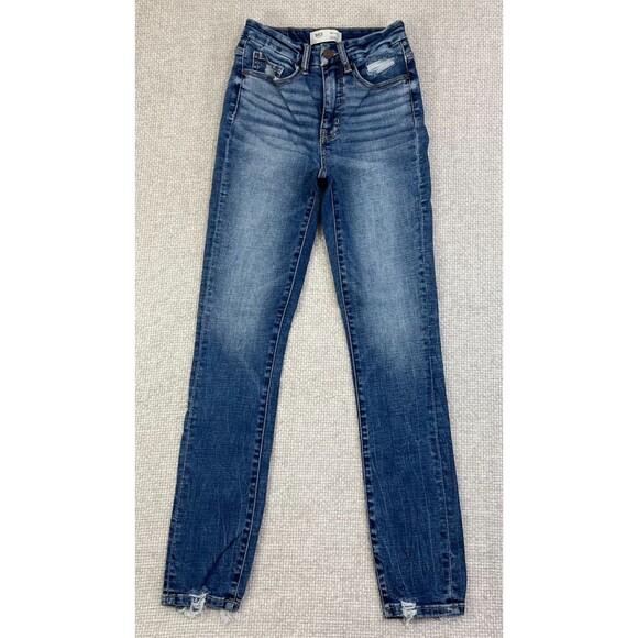 BKE Billie Slim Fit High Rise Skinny Jeans Women's 25 Distressed Blue Denim - Picture 1 of 12